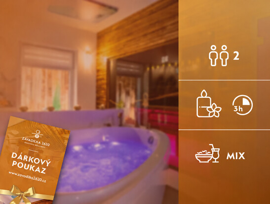 Privátní pronájem wellness na 3 hodiny pro 2os. + balíček občerstvení STANDARD MIX